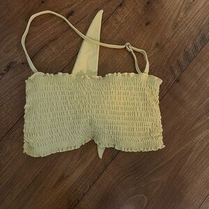 Smocked Bandeau Bikini Top in Pale Yellow